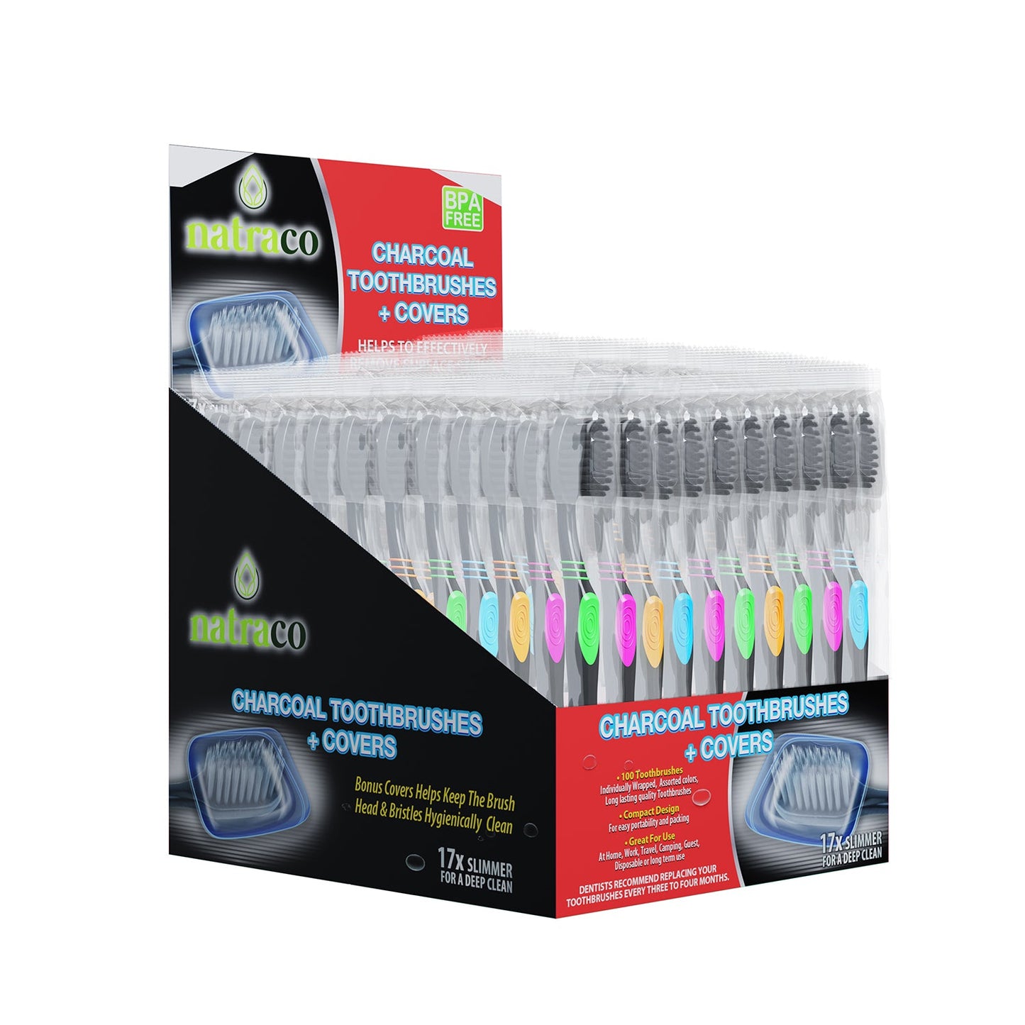 100 Pack Charcoal Toothbrushes